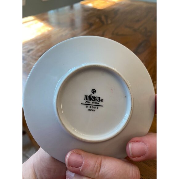 Mikasa Fine China Candle Holders W/Handle Green Floral Design G9059 Set Of 2 Vin - Picture 4 of 6